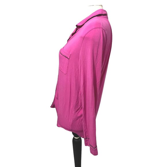 Victoria's Secret Hot Pink Collared Soft Sleep Shirt Sz Small Womens Long Sleeve - Picture 6 of 13
